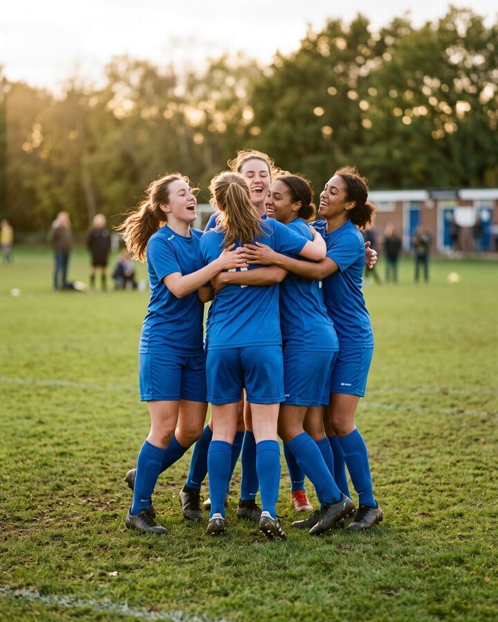 Frauenteam in royalblauen Stanno-Field-Trikots